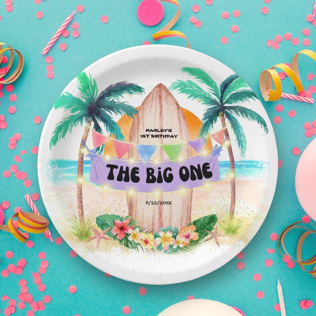 Plato De Papel Surf y mar | El cumpleaños de Big One Beach (Subido por el creador)