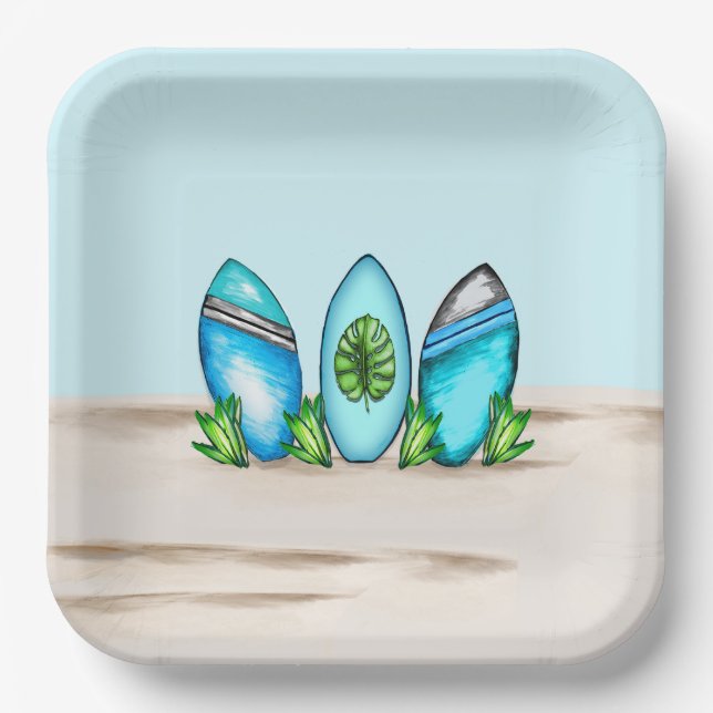 Plato De Papel Surfboards Retro (Anverso)