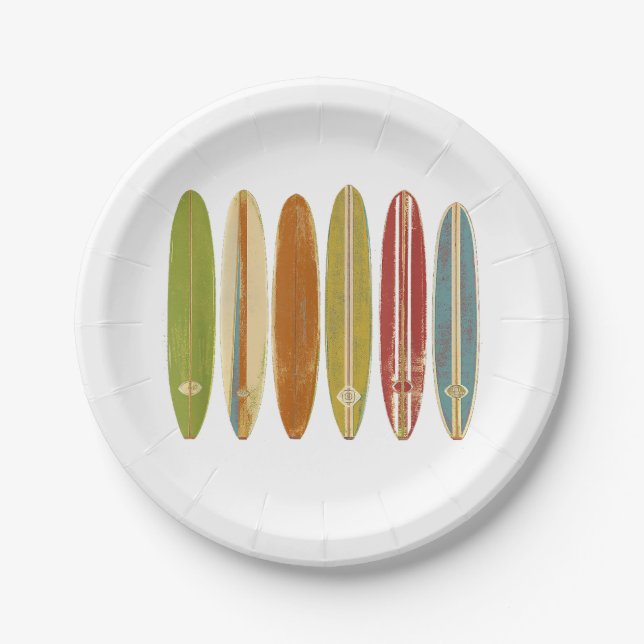 Plato De Papel Surfboards Vintage Retro Style Surfing (Anverso)