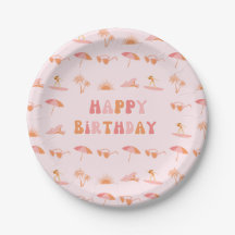 Surfer Chica Birthday 7" Fiesta Placas