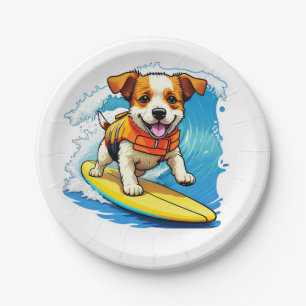 Plato De Papel Surfing Dog