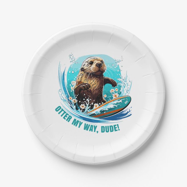 Plato De Papel Surfing Otter 841 Otter My Way Dude California Ott (Anverso)