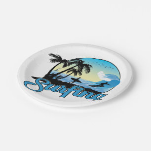 Plato De Papel Surfing Sea Beach