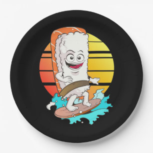 Plato De Papel Surfing Sushi