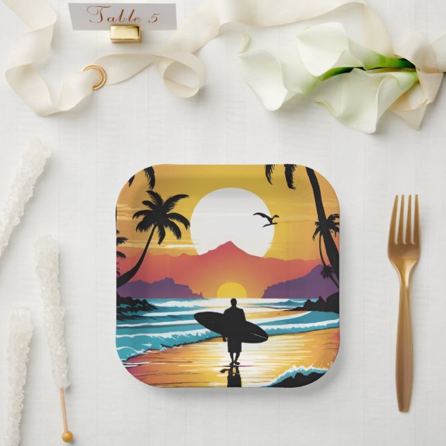 Plato De Papel Surfista (Boda)