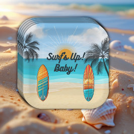 Plato De Papel Surf's Up Baby - Baby Shower