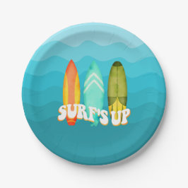 Plato De Papel Surfs Up Surfboard Birday Party