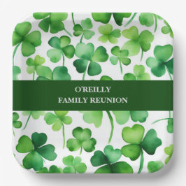 Plato De Papel Surname Watercolor Shamrock