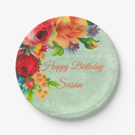 Plato De Papel Surtido de jardín retro acuático