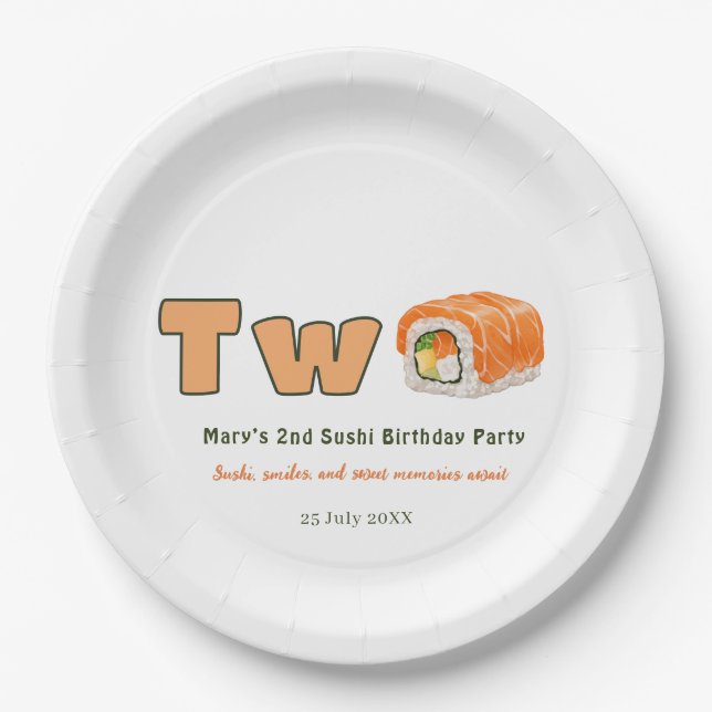 Plato De Papel  Sushi- 2nd Birthday (Anverso)