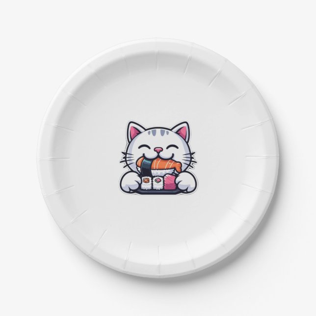 Plato De Papel Sushi de gato (Anverso)