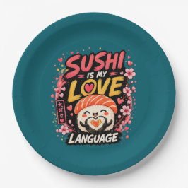 Plato De Papel Sushi Es Mi Lenguaje del Amor –Sushi Kawaii Adorab