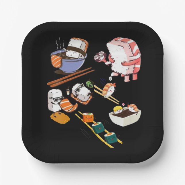 Plato De Papel Sushi lindo Anime Kawaii Otaku Manga Set japonés d (Anverso)