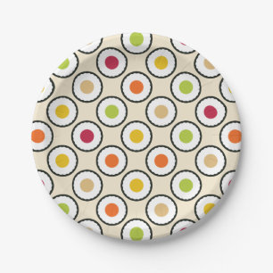 Plato De Papel Sushi Maki Polka Dots