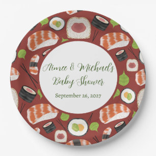 Plato De Papel Sushi Neutral Baby Shower