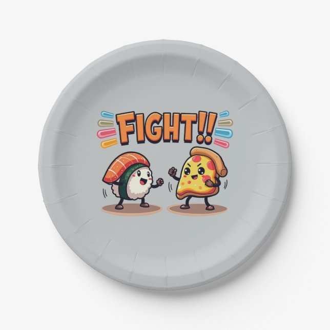 Plato De Papel Sushi vs Pizza (Anverso)