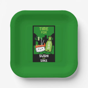 Plato De Papel Sushi Y Sake Foodies