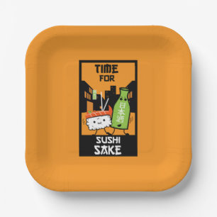 Plato De Papel Sushi Y Sake Foodies
