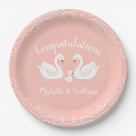 Plato De Papel Swan Baby Shower