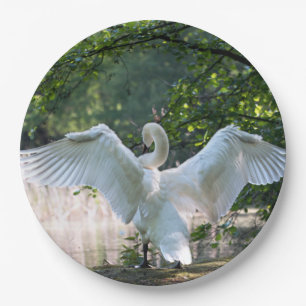 Plato De Papel Swan con alas extendidas
