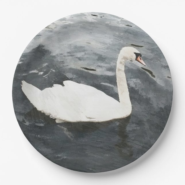 Plato De Papel Swan impresionista (Anverso)