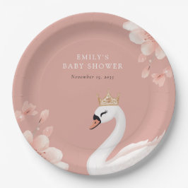 Plato De Papel Swan Little Princess Baby Shower