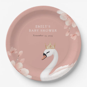 Plato De Papel Swan Little Princess Baby Shower