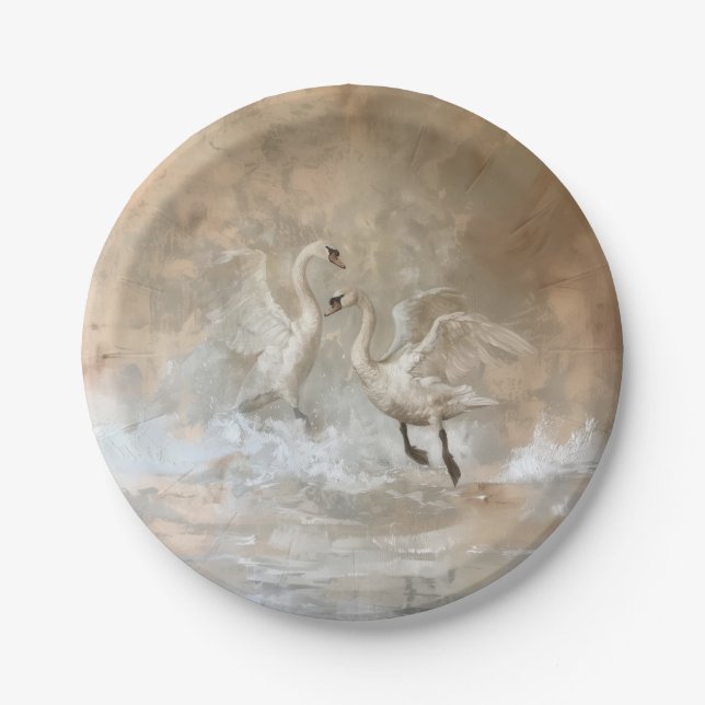 Plato De Papel Swans - Placas de papel redondo (Anverso)