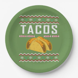 Plato De Papel Sweater Navidades Tacos Ugly