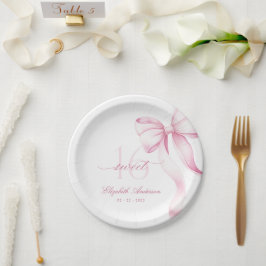 Plato De Papel Sweet 16 Pink Bow Paper Plates