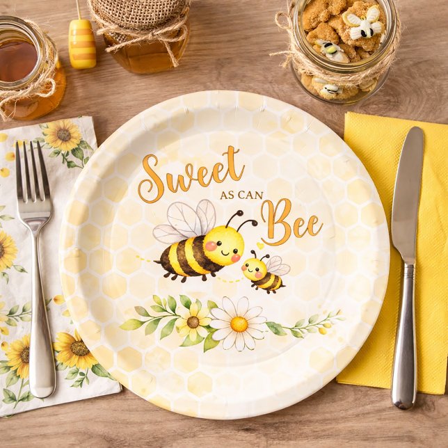 Plato De Papel Sweet as can Bee Baby Shower (Subido por el creador)