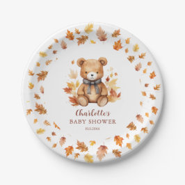 Plato De Papel Sweet Autumn Teddy Bear Baby Shower