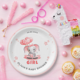 Plato De Papel Sweet Baby Elephant Baby Shower