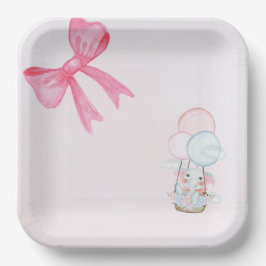 Plato De Papel Sweet Baby Elephant Balloon – Pastel Baby Shower 