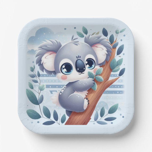 Plato De Papel Sweet Baby Koala - Square Paper Plates (Anverso)