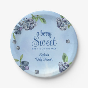 Plato De Papel Sweet Blueberry Watercolor Baby Shower