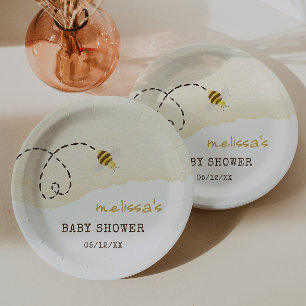 Plato De Papel Sweet Bumble Bee Baby Shower