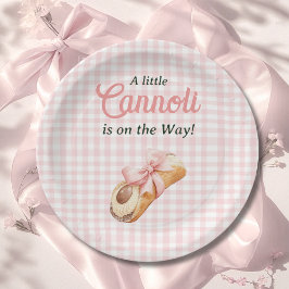 Plato De Papel Sweet Cannoli Pink Bow Girl Italian Baby Shower