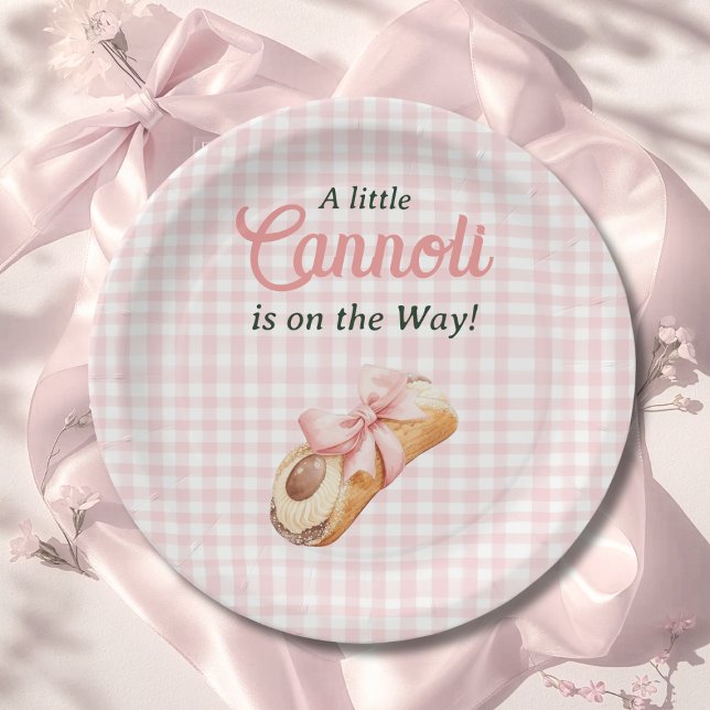 Plato De Papel Sweet Cannoli Pink Bow Girl Italian Baby Shower (Subido por el creador)