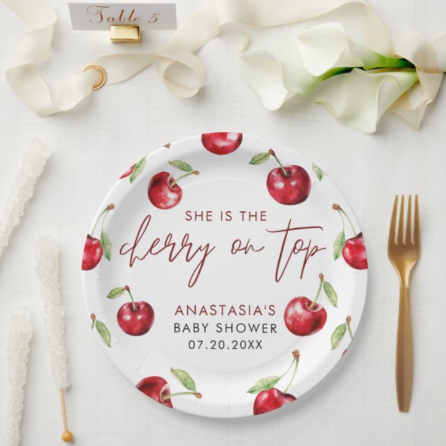 Plato De Papel Sweet Cherry Baby Shower (Boda)