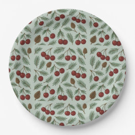 Plato De Papel 🌿 Sweet Cherry Woodland Holiday Collection