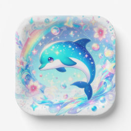 Plato De Papel Sweet Dolphin Baby Shower