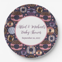 Plato De Papel Sweet Donuts Purple Chica Baby Shower