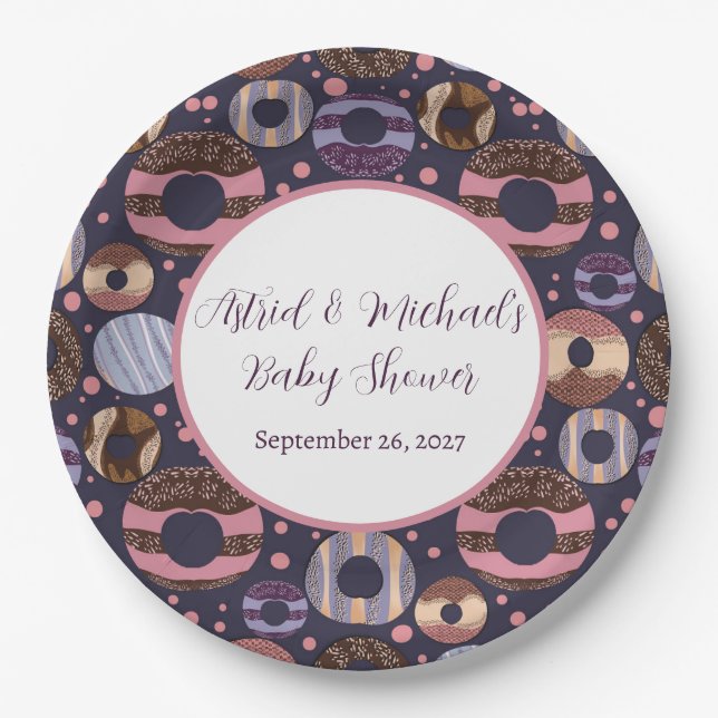 Plato De Papel Sweet Donuts Purple Chica Baby Shower (Anverso)