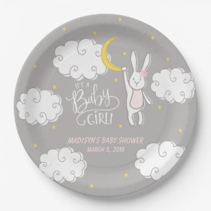 Plato De Papel "Sweet Dreams" Bunny Baby Shower personalizado