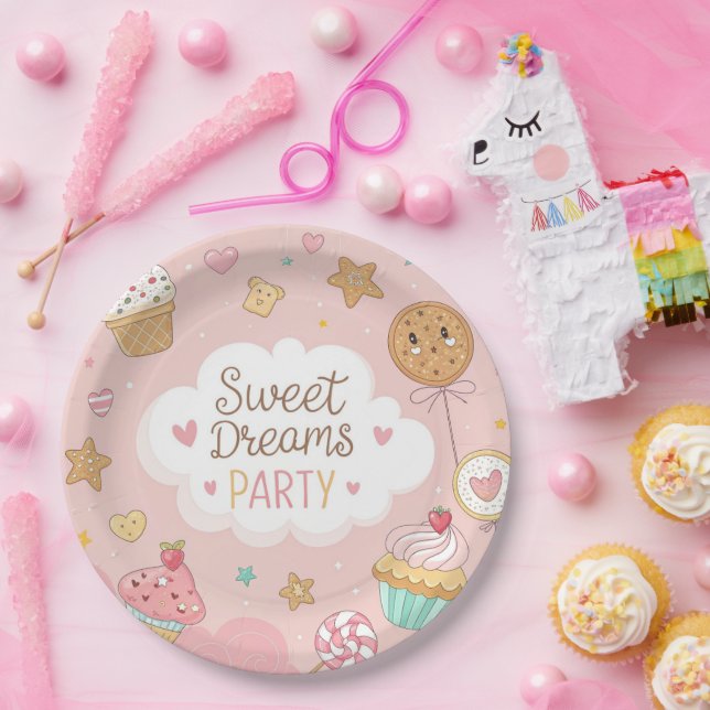Plato De Papel Sweet Dreams Party – Cute Pastel Dessert Celebrati (Fiesta)