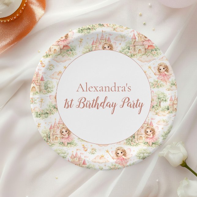 Plato De Papel Sweet Fairy First Birthday Girl (Subido por el creador)