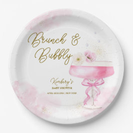 Plato De Papel Sweet Floral Champagne Brunch Bubbly Baby Shower
