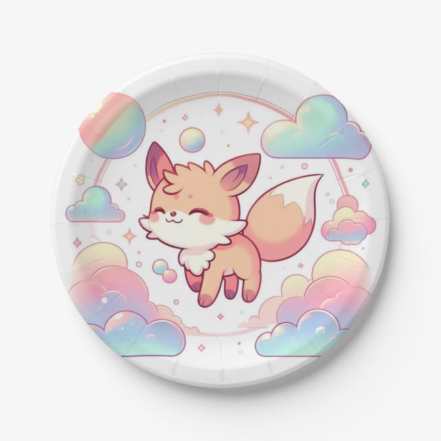 Plato De Papel Sweet Fox Baby Shower (Anverso)