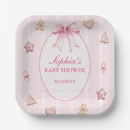 Plato De Papel Sweet Holiday Baby Shower Pink Cookie